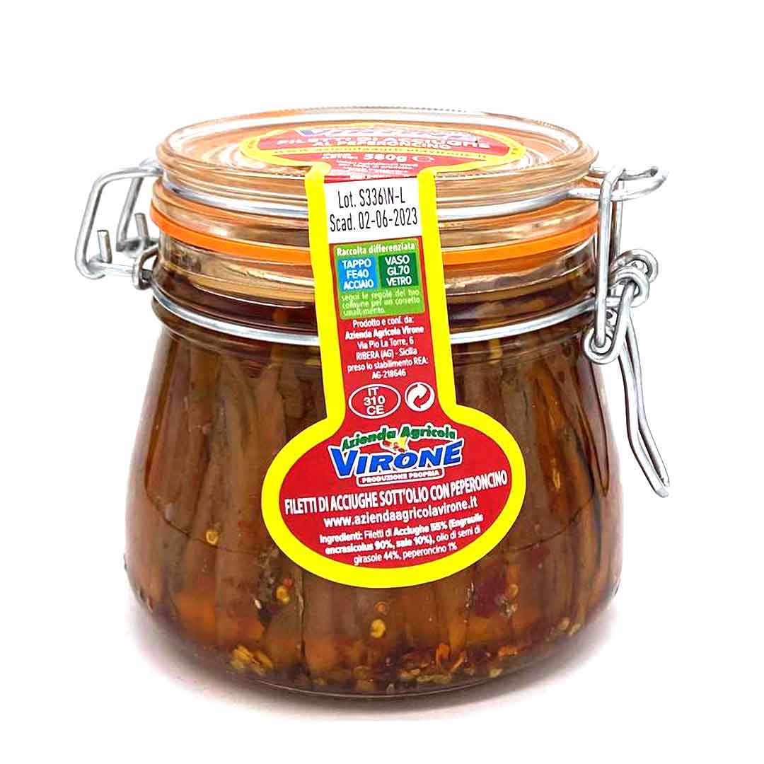 anchois_poivre Filets d'anchois à l'huile avec piment - 580g – Image 1